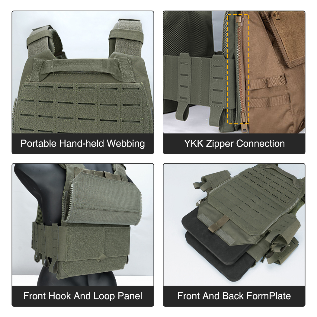 IDOGEAR Tactical Vest with Drop Pouch, Chest Pouch and Triple Mag Pouch Quick Release Laser Cut Combat Vest Set