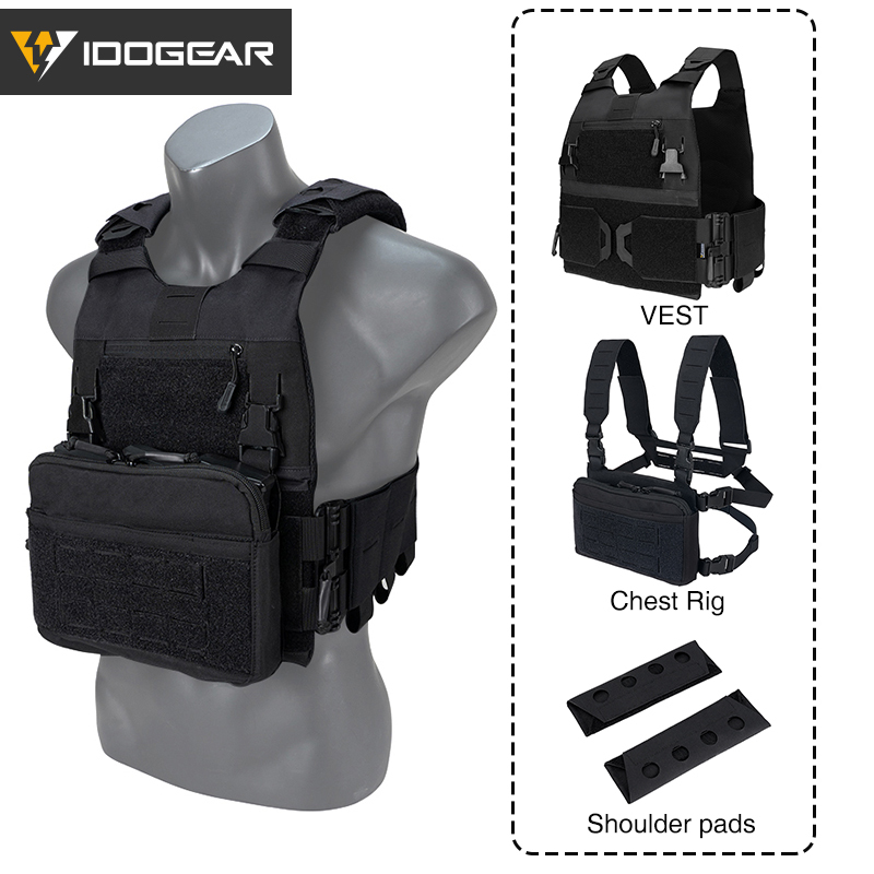 IDOGEAR Tactical FCSK 3.0EX Plate Carrier MOLLE Vest With inner Plates with KGR Chest Rig Shoulder Pads-IDOGEAR INDUSTRIAL