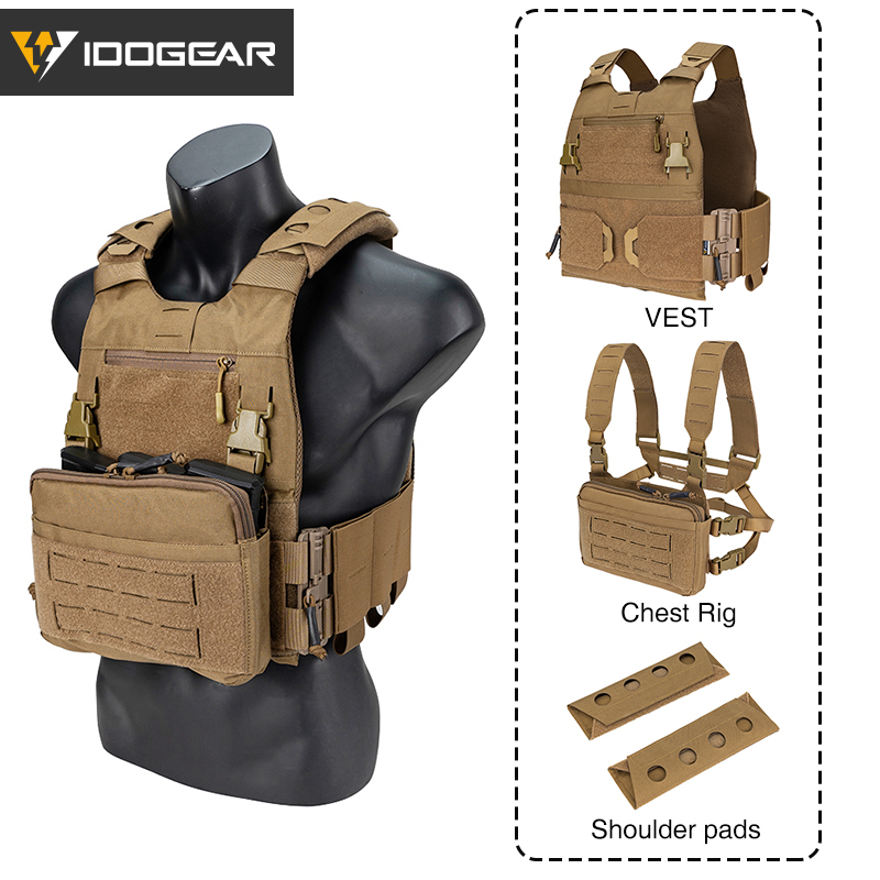 IDOGEAR Tactical FCSK 3.0EX Plate Carrier MOLLE Vest With inner Plates with KGR Chest Rig Shoulder Pads-IDOGEAR INDUSTRIAL
