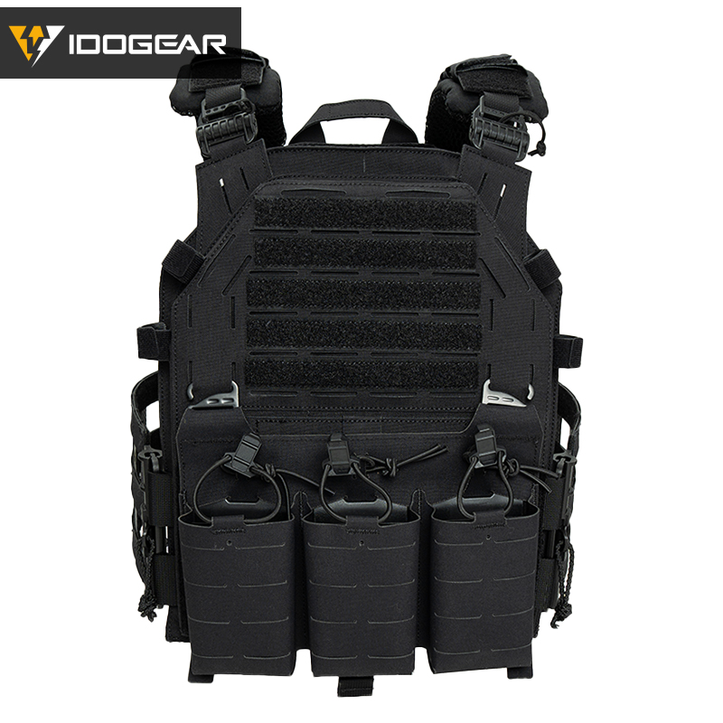 IDOGEAR Tactical G4 Vest with KTAR Front Flap Triple Mag Pouch and 3D Shoulder Pads 3323-3Pack