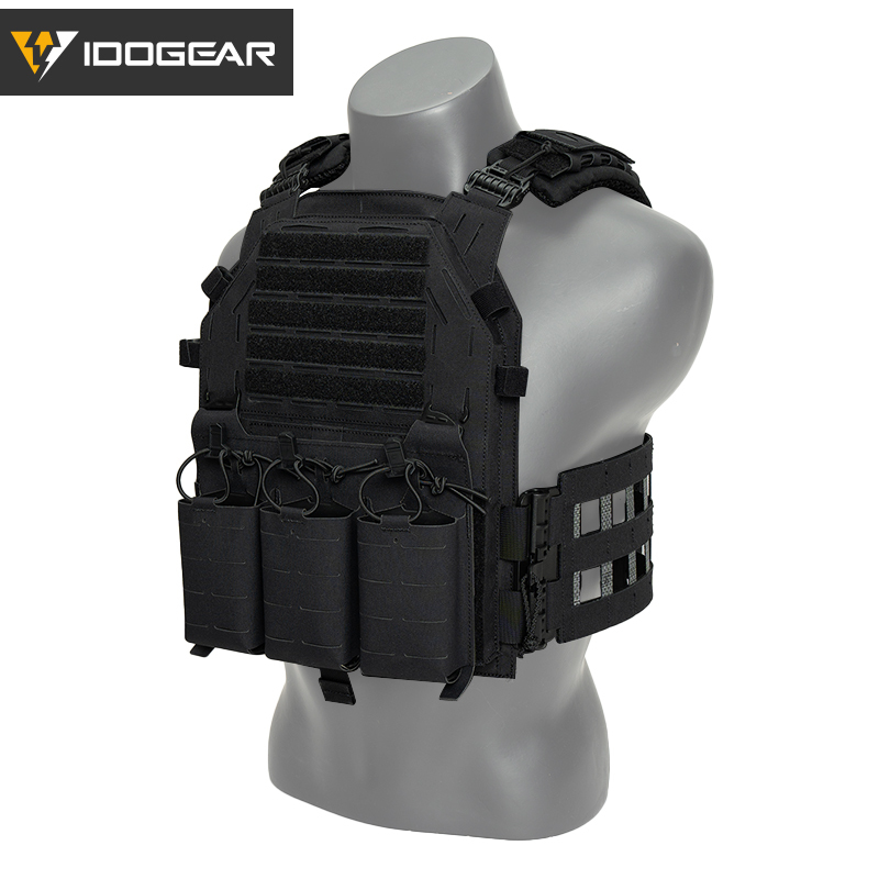 IDOGEAR Tactical G4 Vest with KTAR Front Flap Triple Mag Pouch and 3D Shoulder Pads 3323-3Pack