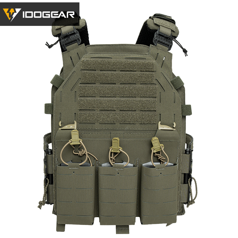 IDOGEAR Tactical G4 Vest with KTAR Front Flap Triple Mag Pouch and 3D Shoulder Pads 3323-3Pack