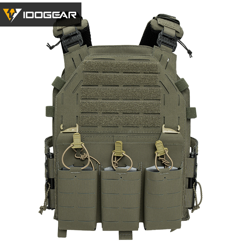 IDOGEAR Tactical G4 Vest with KTAR Front Flap Triple Mag Pouch and 3D Shoulder Pads 3323-3Pack