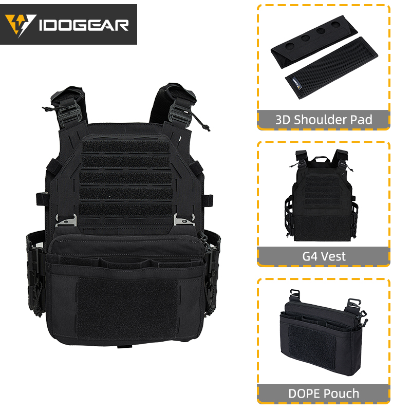 IDOGEAR Tactical G4 Vest with DOPE Pouch Set and Shoulder Cover 3323Set-Pack