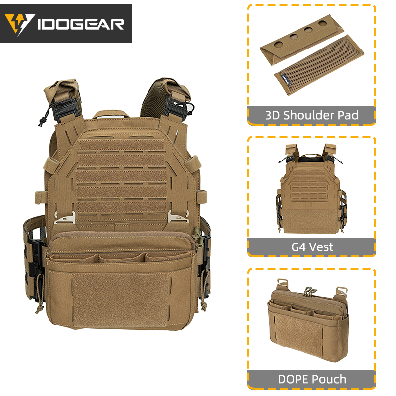 IDOGEAR Tactical G4 Vest with DOPE Pouch Set and Shoulder Cover 3323Set-Pack