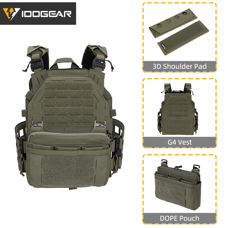 IDOGEAR Tactical G4 Vest with DOPE Pouch Set and Shoulder Cover 3323Set-Pack