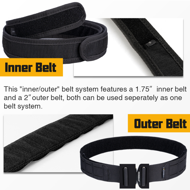 IDOGEAR 2 Inch Tactical Belt Quick Release Metal Buckle Laser MOLLE Mens Belts 3415