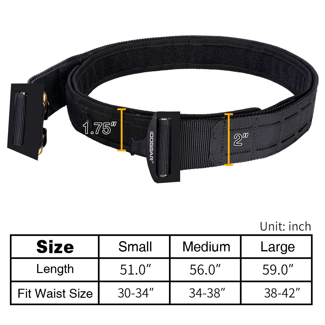 IDOGEAR 2 Inch Tactical Belt Quick Release Metal Buckle Laser MOLLE Mens Belts 3415