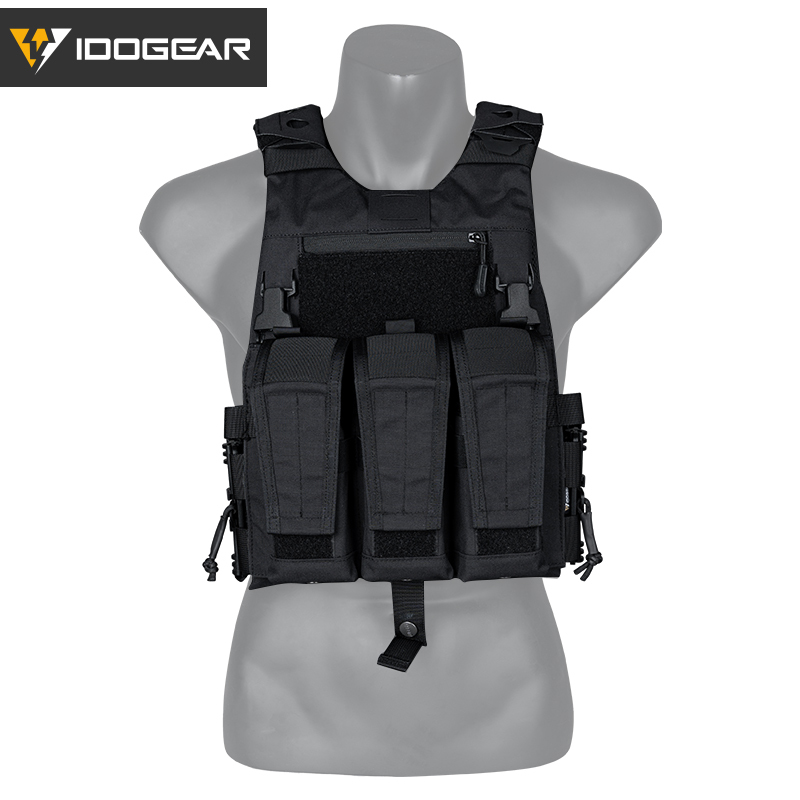 IDOGEAR Tactical 3.0 FCSK Vest with 556 Triple Mag Pouch and Shoulder Cover 2Pcs Tactical Plate Carrier 3320-3Pack