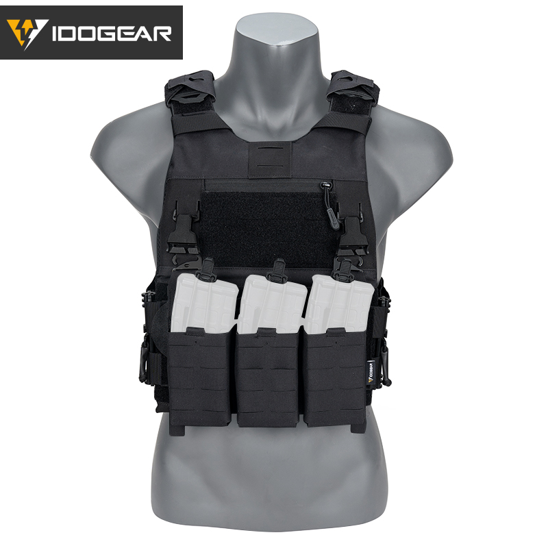 IDOGEAR Tactical 3.0 FCSK Vest Quick Release With KTAR Front Flap Triple Mag Pouch and Shoulder Cover 2Pcs Vest Set 3320-3Pack