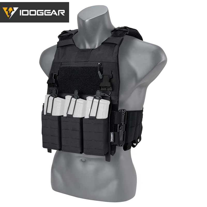 IDOGEAR Tactical 3.0 FCSK Vest Quick Release With KTAR Front Flap Triple Mag Pouch and Shoulder Cover 2Pcs Vest Set 3320-3Pack