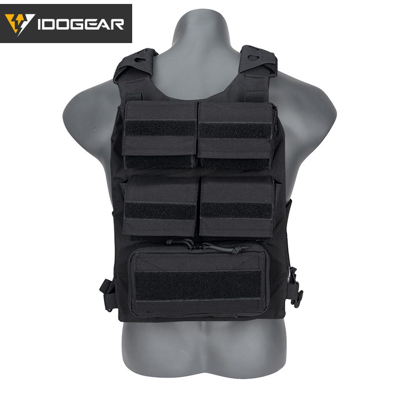 IDOGEAR Tactical 3.0 FCSK Vest with 556 Triple Mag Pouch, Tactical Zip-on Pouch and  Zipper Adapter Tactical Plate Carrier Set 3320-5Pack