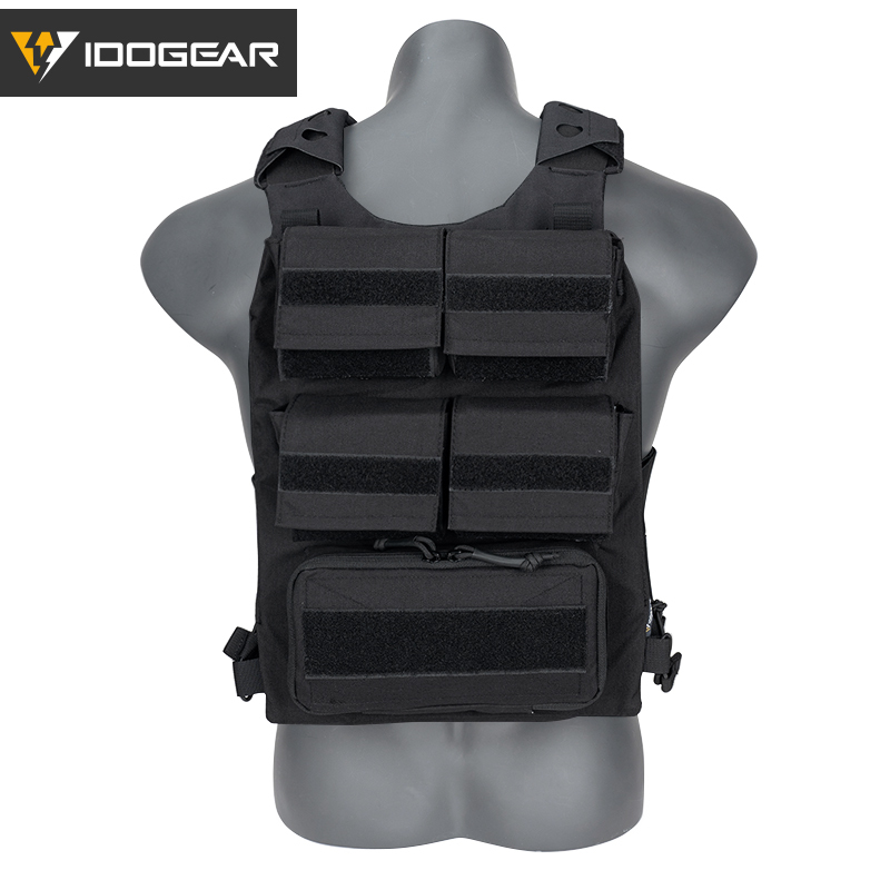 IDOGEAR Tactical 3.0 FCSK Vest with 556 Triple Mag Pouch, Tactical Zip-on Pouch and  Zipper Adapter Tactical Plate Carrier Set 3320-5Pack