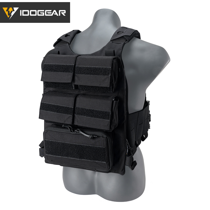 IDOGEAR Tactical 3.0 FCSK Vest with 556 Triple Mag Pouch, Tactical Zip-on Pouch and  Zipper Adapter Tactical Plate Carrier Set 3320-5Pack