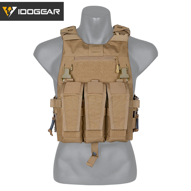 IDOGEAR Tactical 3.0 FCSK Vest with 556 Triple Mag Pouch and Shoulder Cover 2Pcs Tactical Plate Carrier 3320-3Pack