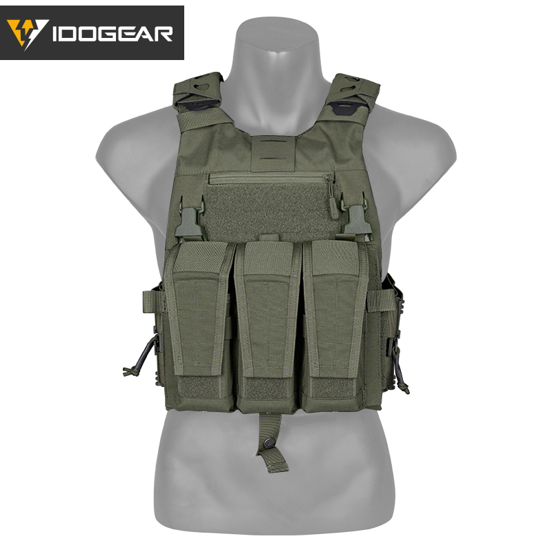IDOGEAR Tactical 3.0 FCSK Vest with 556 Triple Mag Pouch and Shoulder Cover 2Pcs Tactical Plate Carrier 3320-3Pack