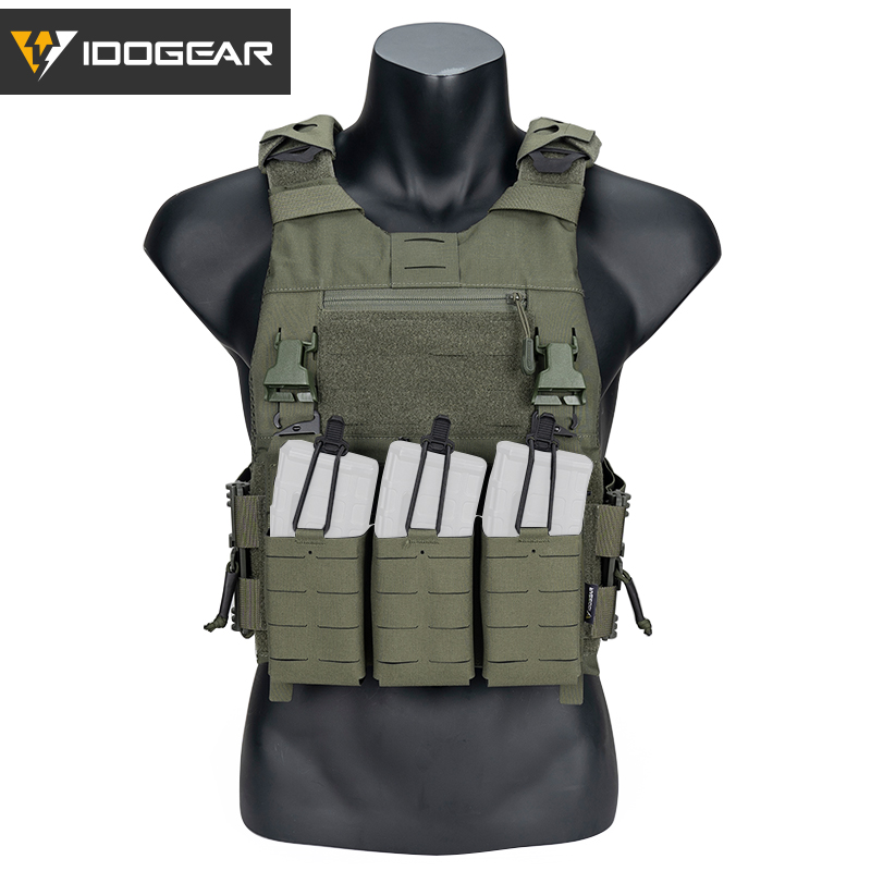 IDOGEAR Tactical 3.0 FCSK Vest Quick Release With KTAR Front Flap Triple Mag Pouch and Shoulder Cover 2Pcs Vest Set 3320-3Pack