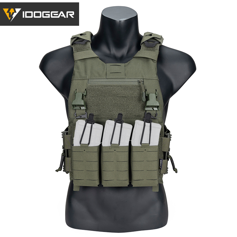 IDOGEAR Tactical 3.0 FCSK Vest Quick Release With KTAR Front Flap Triple Mag Pouch and Shoulder Cover 2Pcs Vest Set 3320-3Pack
