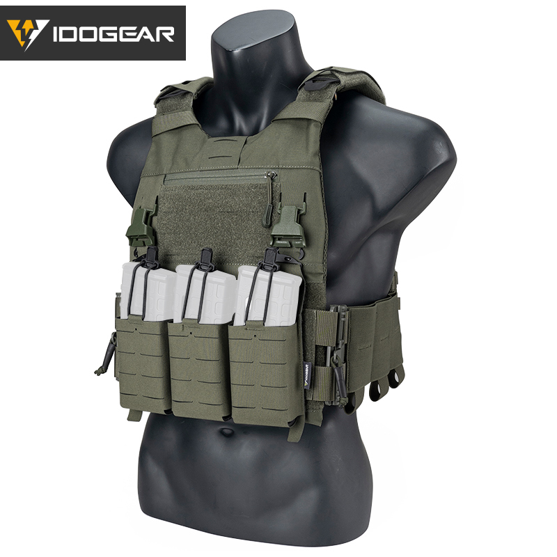IDOGEAR Tactical 3.0 FCSK Vest Quick Release With KTAR Front Flap Triple Mag Pouch and Shoulder Cover 2Pcs Vest Set 3320-3Pack