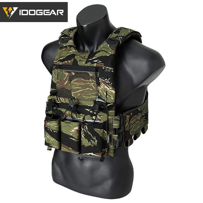 IDOGEAR Tactical 3.0 FCSK Vest Quick Release With KTAR Front Flap Triple Mag Pouch and Shoulder Cover 2Pcs Vest Set 3320-3Pack