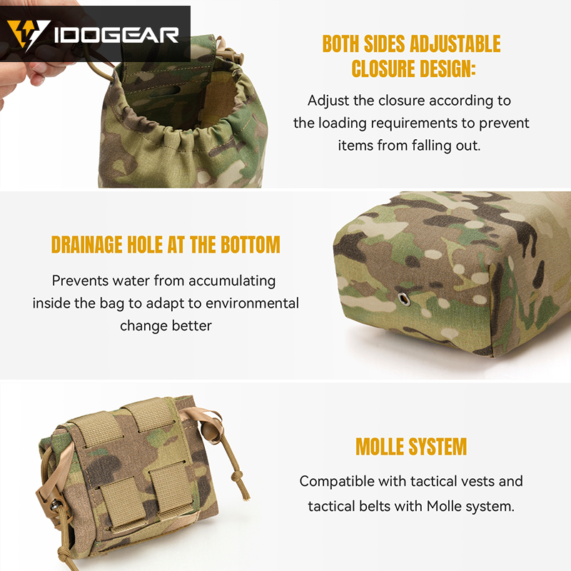 IDOGEAR Roll-Up Dump Pouch Foldable MOLLE Utility Storage Pouch for Outdoor Camping Hiking 35116
