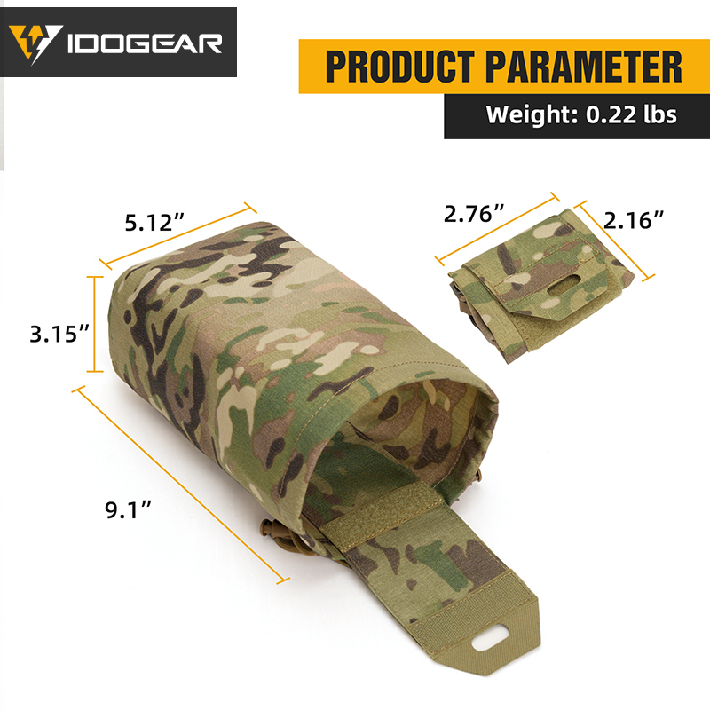 IDOGEAR Roll-Up Dump Pouch Foldable MOLLE Utility Storage Pouch for Outdoor Camping Hiking 35116