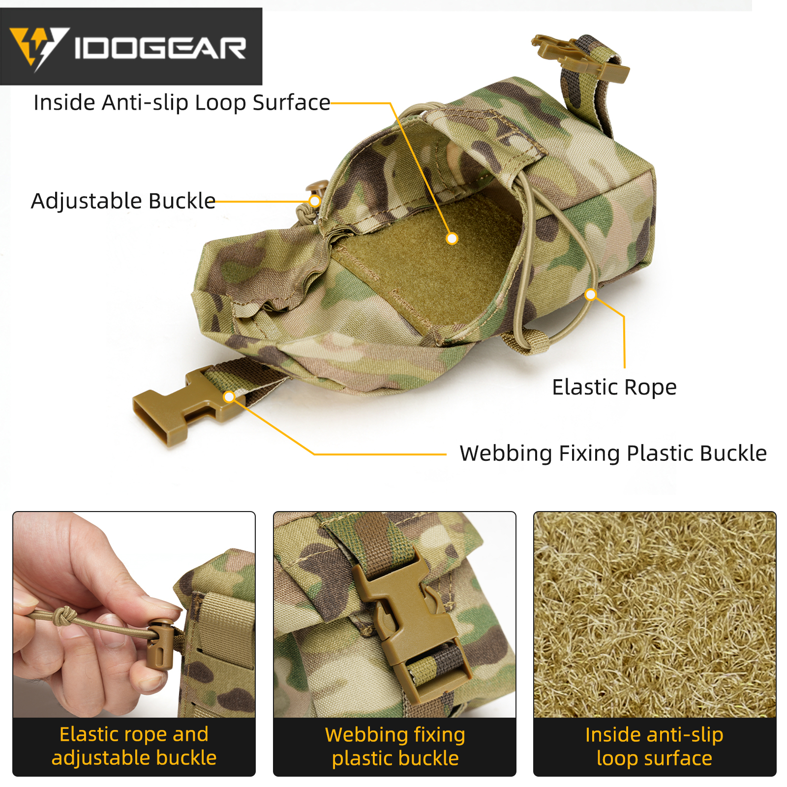 IDOGEAR Multi-Purpose Storage Pouch MOLLE Utility Carry Bag Quick Release for Outdoor Field Training 35118
