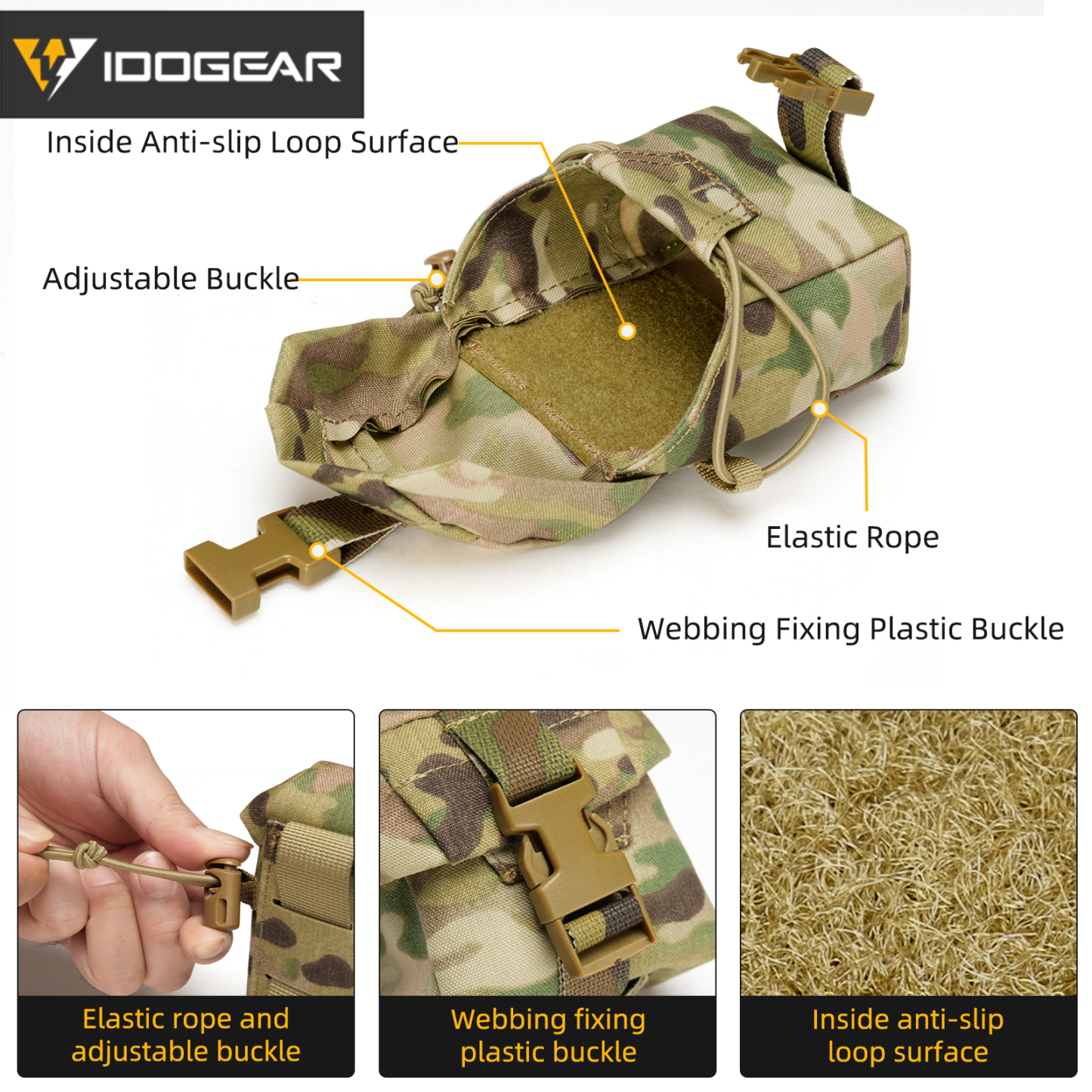 IDOGEAR Multi-Purpose Storage Pouch MOLLE Utility Carry Bag Quick Release for Outdoor Field Training 35118