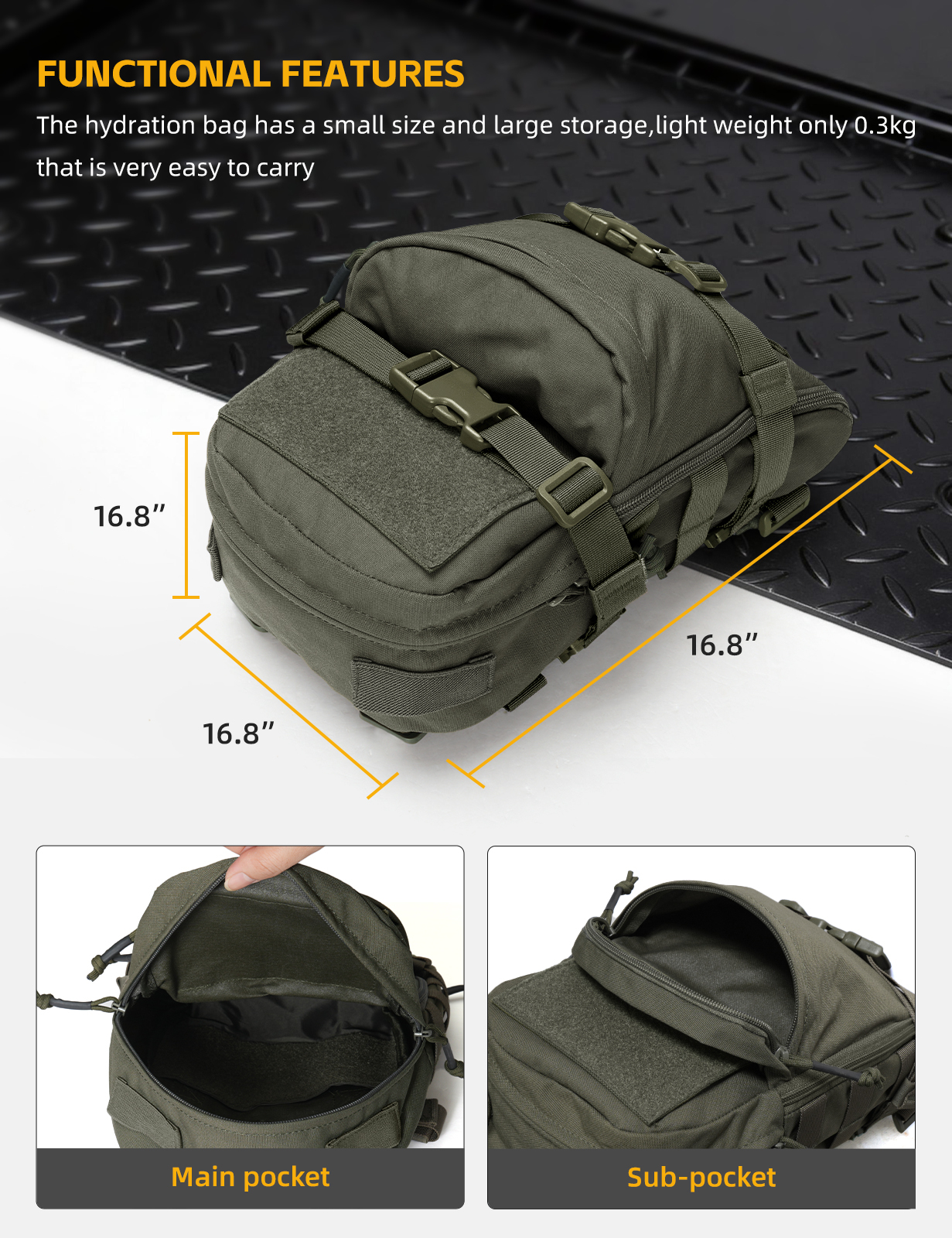 IDOGEAR Hydration Backpack Molle Pouch Mini Tactical Hydration pouch 3530