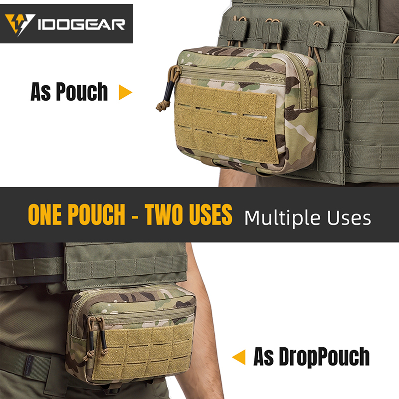 IDOGEAR MOLLE Admin Pouch 2-in-1 EDC Utility Pouch MOLLE Drop Pouch Laser Cut Hook&Loop Panel 3563