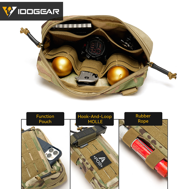 IDOGEAR MOLLE Admin Pouch 2-in-1 EDC Utility Pouch MOLLE Drop Pouch Laser Cut Hook&Loop Panel 3563
