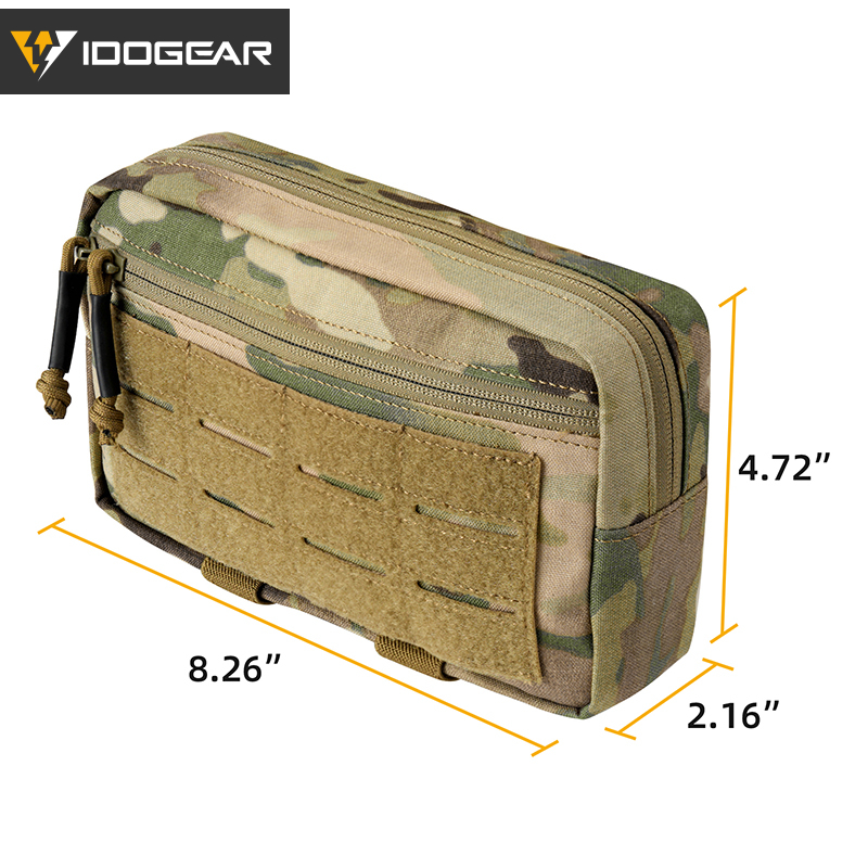 IDOGEAR MOLLE Admin Pouch 2-in-1 EDC Utility Pouch MOLLE Drop Pouch Laser Cut Hook&Loop Panel 3563