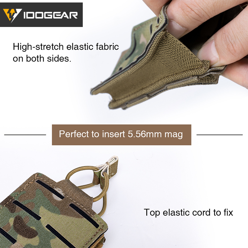 IDOGEAR Tactical LSR 556 Mag Pouch Single Mag Carrier MOLLE Pouch Laser Cut Tool Bags 3566