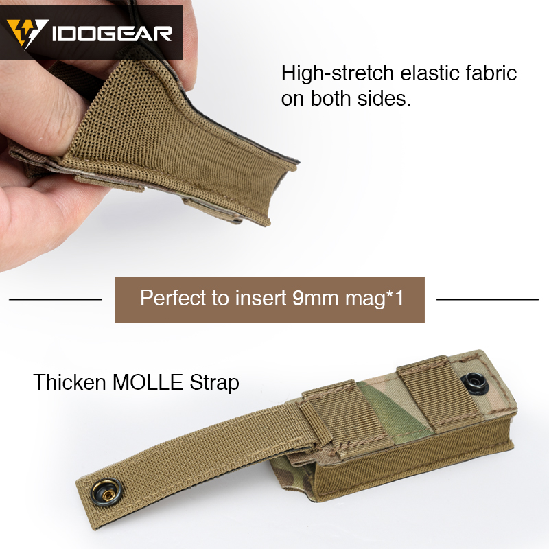 IDOGEAR Tactical LSR 9mm Mag Pouch Single Mag Carrier MOLLE Pouch Laser Cut 3568