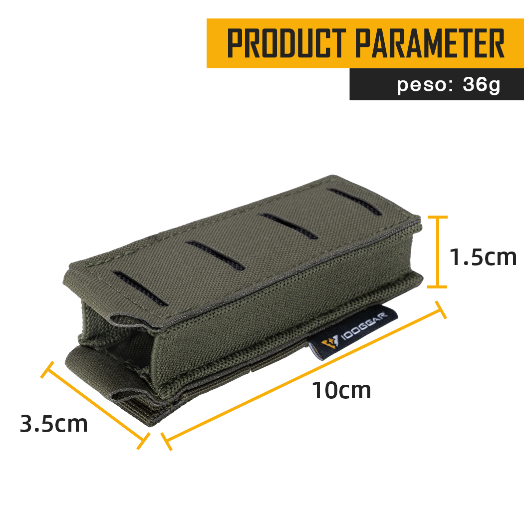 IDOGEAR Tactical LSR 9mm Single Mag Pouch Mag Carrier MOLLE Pouch Laser Cut 3568