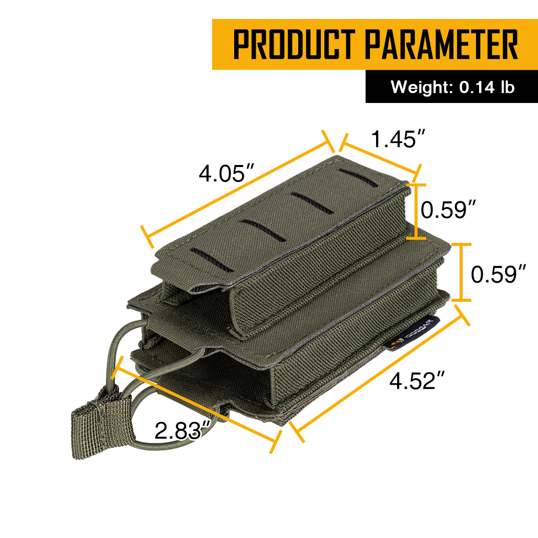 IDOGEAR Tactical LSR 9mm 5.56 Mag Pouch Double Mag Carrier MOLLE Pouch Laser Cut 3569