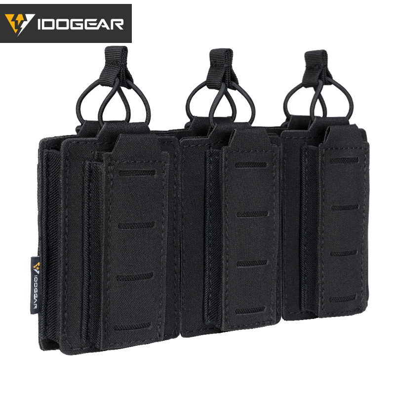 IDOGEAR Tactical LSR 9mm 556 Mag Pouch Triple Mag Carrier MOLLE Pouch Laser Cut 3570
