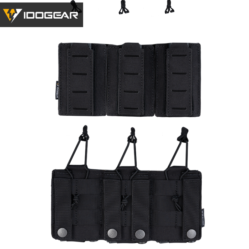 IDOGEAR Tactical LSR 9mm 556 Mag Pouch Triple Mag Carrier MOLLE Pouch Laser Cut 3570