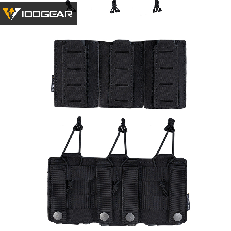 IDOGEAR Tactical LSR 9mm 556 Mag Pouch Triple Mag Carrier MOLLE Pouch Laser Cut 3570