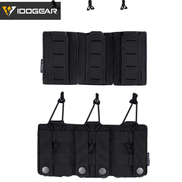 IDOGEAR Tactical LSR 9mm 556 Mag Pouch Triple Mag Carrier MOLLE Pouch Laser Cut 3570