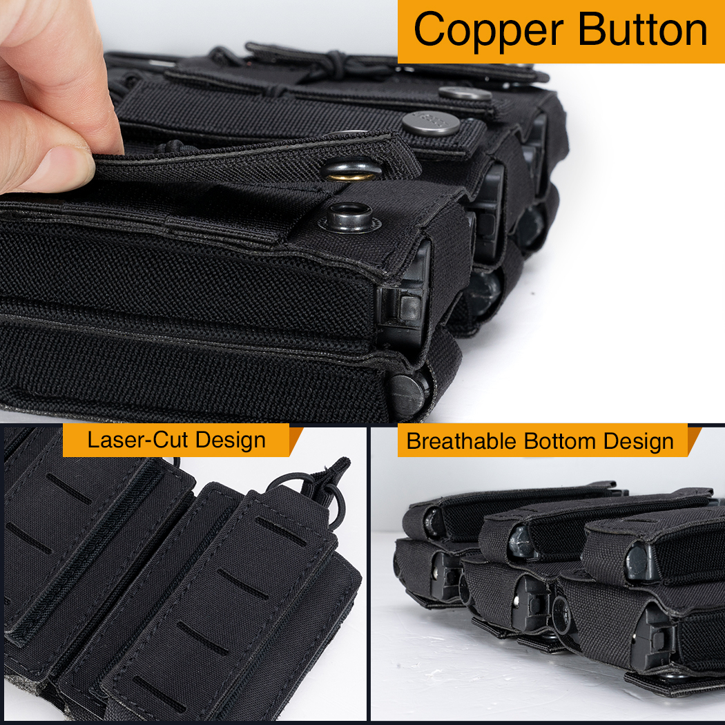 IDOGEAR Tactical LSR 9mm 556 Mag Pouch Triple Mag Carrier MOLLE Pouch Laser Cut 3570