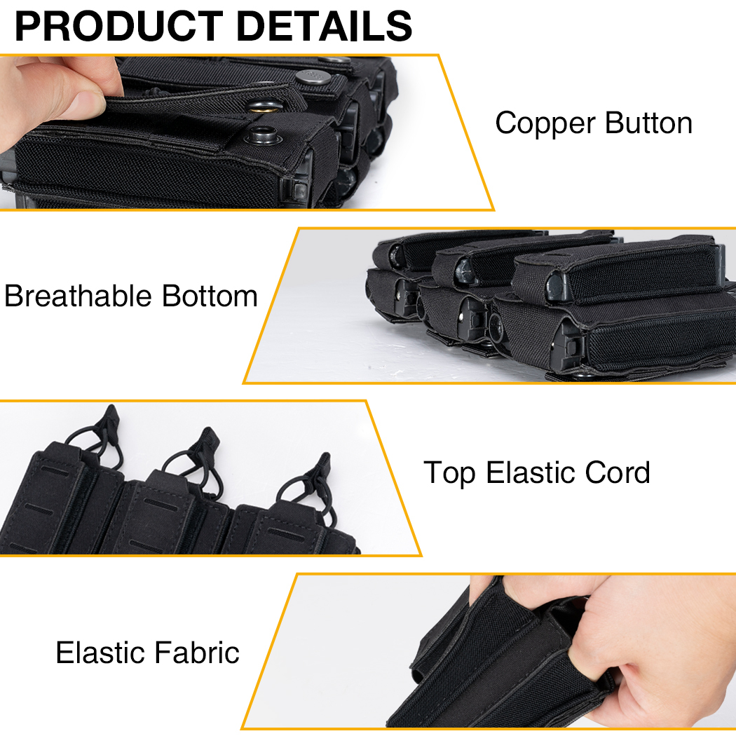IDOGEAR Tactical LSR 9mm 556 Mag Pouch Triple Mag Carrier MOLLE Pouch Laser Cut 3570