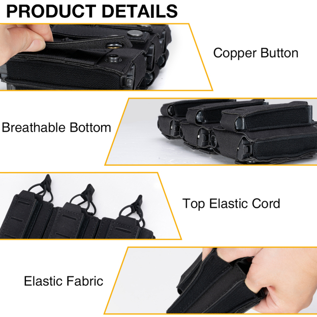 IDOGEAR Tactical LSR 9mm 556 Mag Pouch Triple Mag Carrier MOLLE Pouch Laser Cut 3570