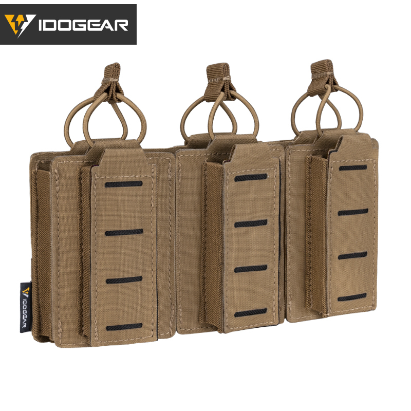 IDOGEAR Tactical LSR 9mm 556 Mag Pouch Triple Mag Carrier MOLLE Pouch Laser Cut 3570