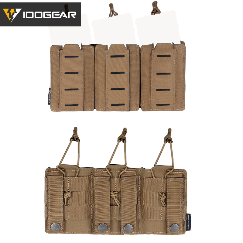 IDOGEAR Tactical LSR 9mm 556 Mag Pouch Triple Mag Carrier MOLLE Pouch Laser Cut 3570