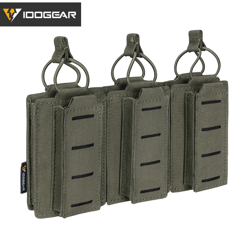 IDOGEAR Tactical LSR 9mm 556 Mag Pouch Triple Mag Carrier MOLLE Pouch Laser Cut 3570