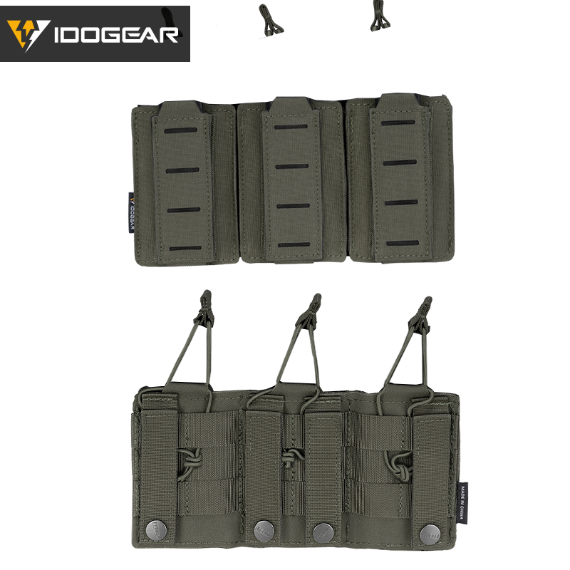 IDOGEAR Tactical LSR 9mm 556 Mag Pouch Triple Mag Carrier MOLLE Pouch Laser Cut 3570