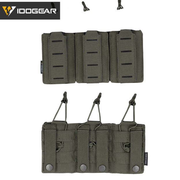 IDOGEAR Tactical LSR 9mm 556 Mag Pouch Triple Mag Carrier MOLLE Pouch Laser Cut 3570