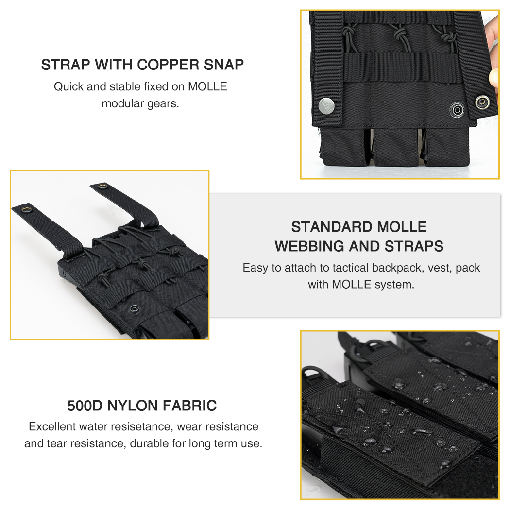 IDOGEAR Triple Mag Pouches Tactical Magazine Pouch Molle Open Top Kriss Mag Pouch for MP5 Magazines 3576