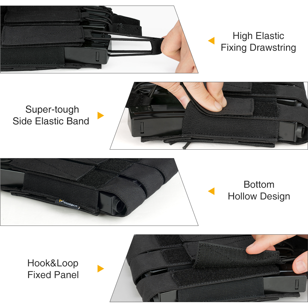 IDOGEAR Triple Mag Pouches Tactical Magazine Pouch Molle Open Top Kriss Mag Pouch for MP5 Magazines 3576